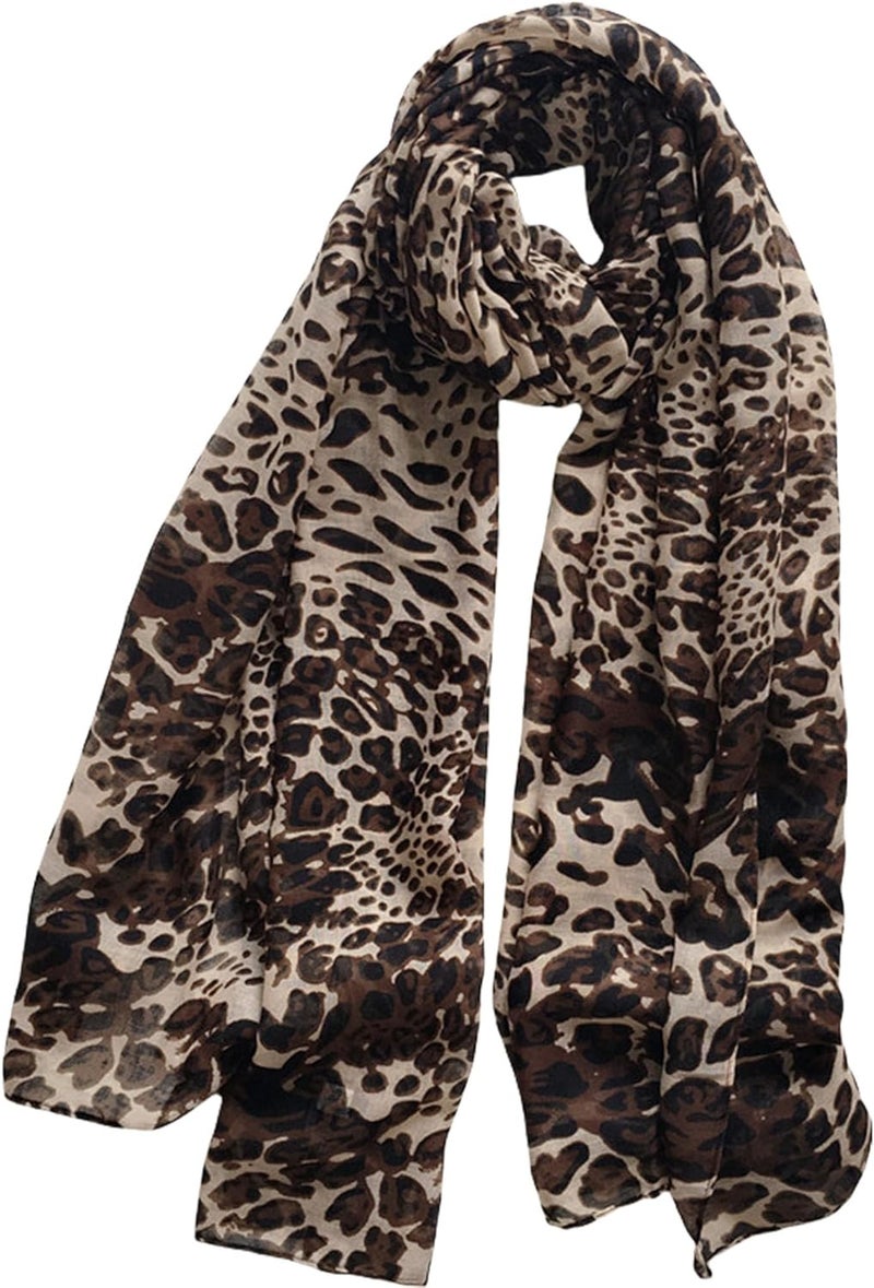 VJHX Leopard Print Shawls and Wraps for Womens Cheetah Hijab Scarf Voile Sheer Beach Scarves Sunscreen Head Shawl - Image 1